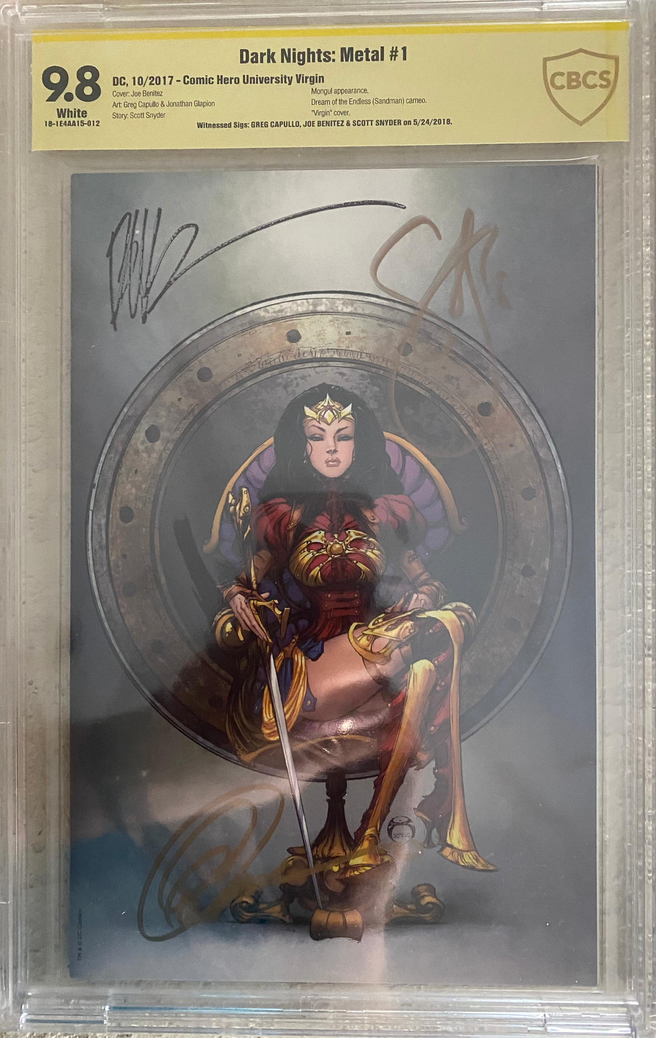 Dark Nights: Metal #1 Joe Benitez Virgin Variant Signed x3 CBCS 9.8